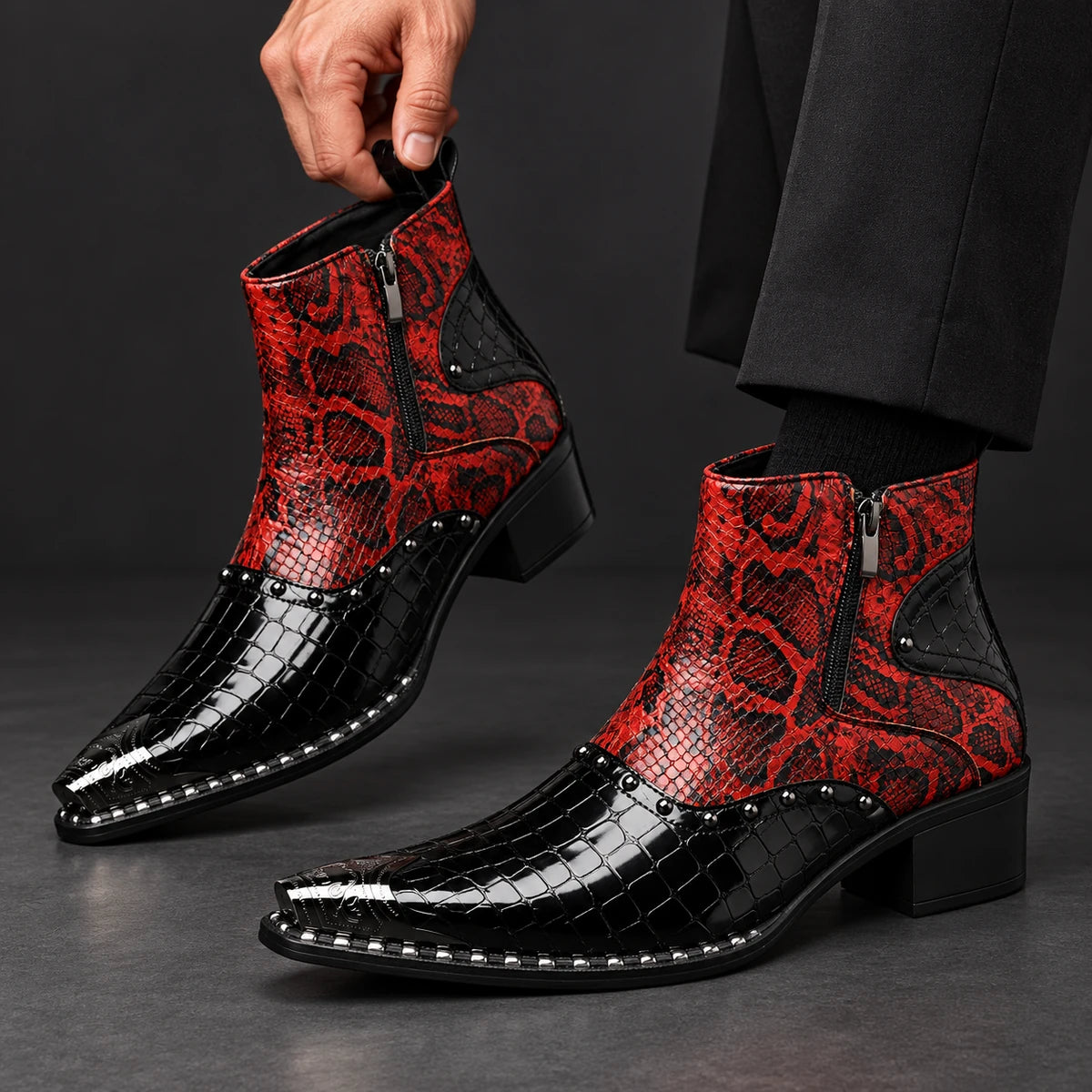 Leather Boots | Evander Red model handheld