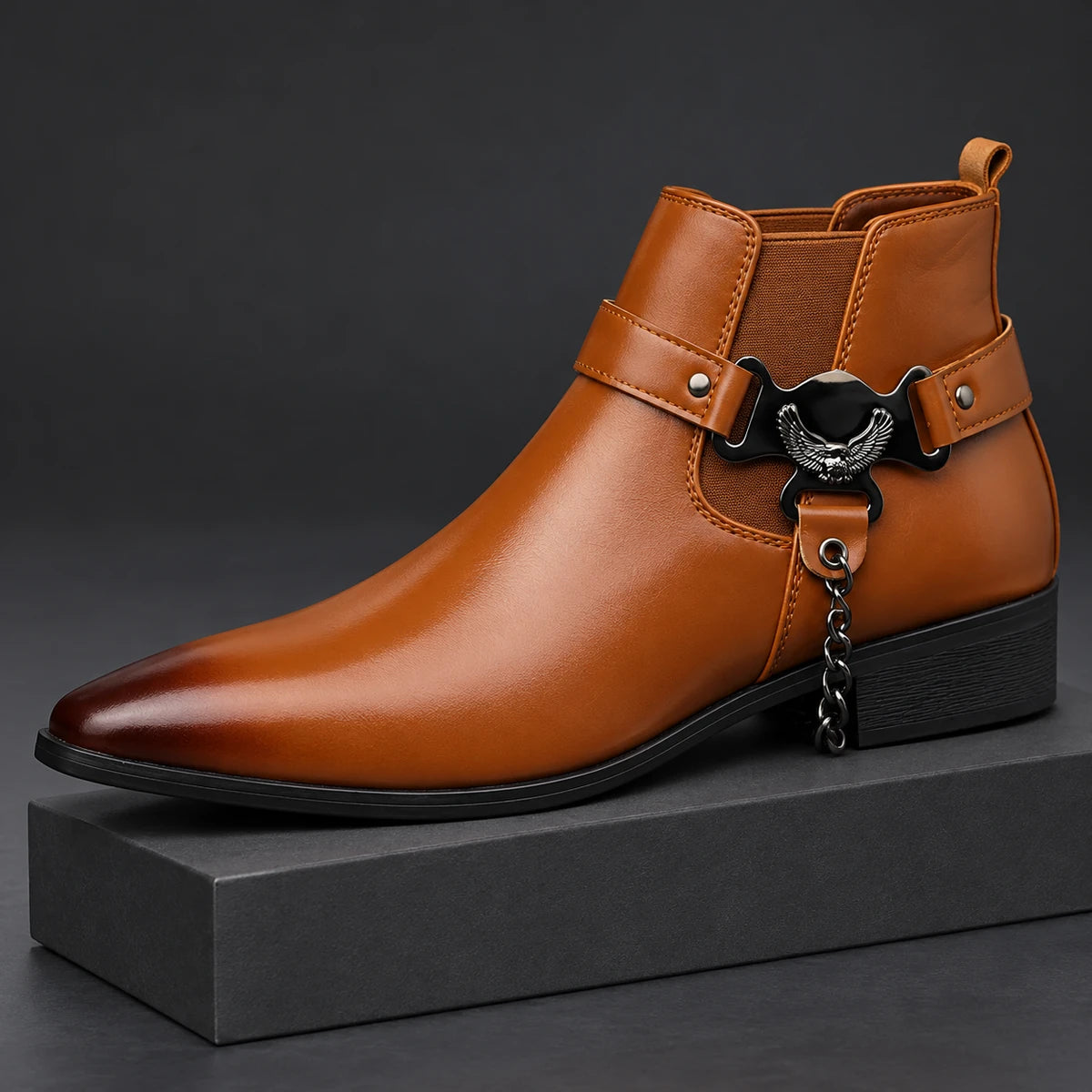 Leather Boots | Fenwick Brown diagonal pedestal