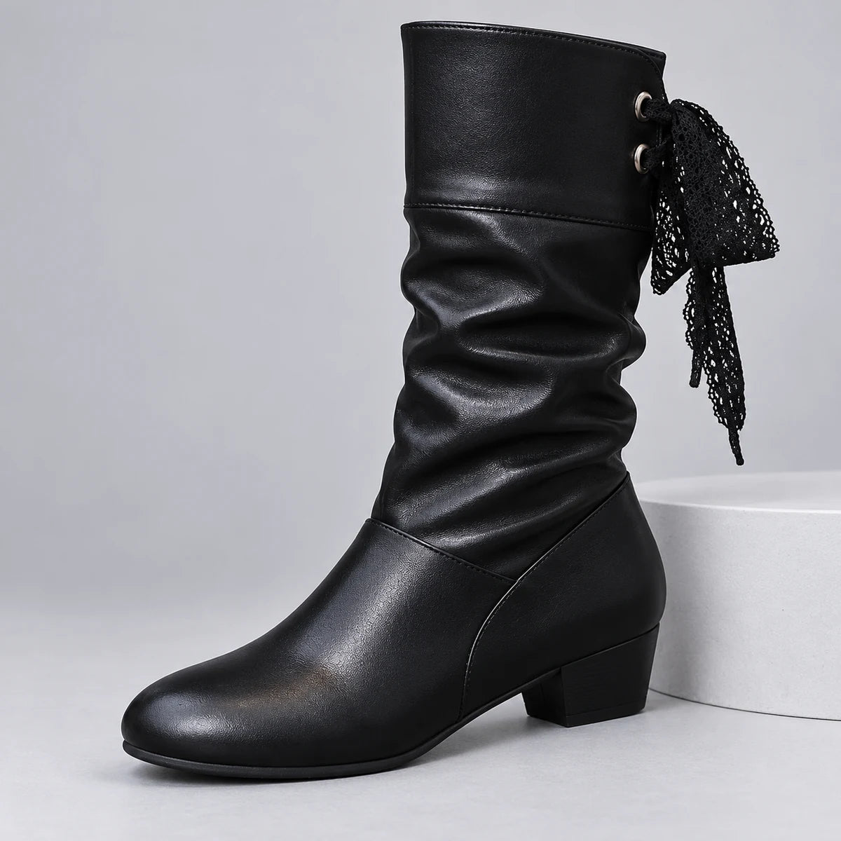 Leather Boots | Florentina | Black | pedestal