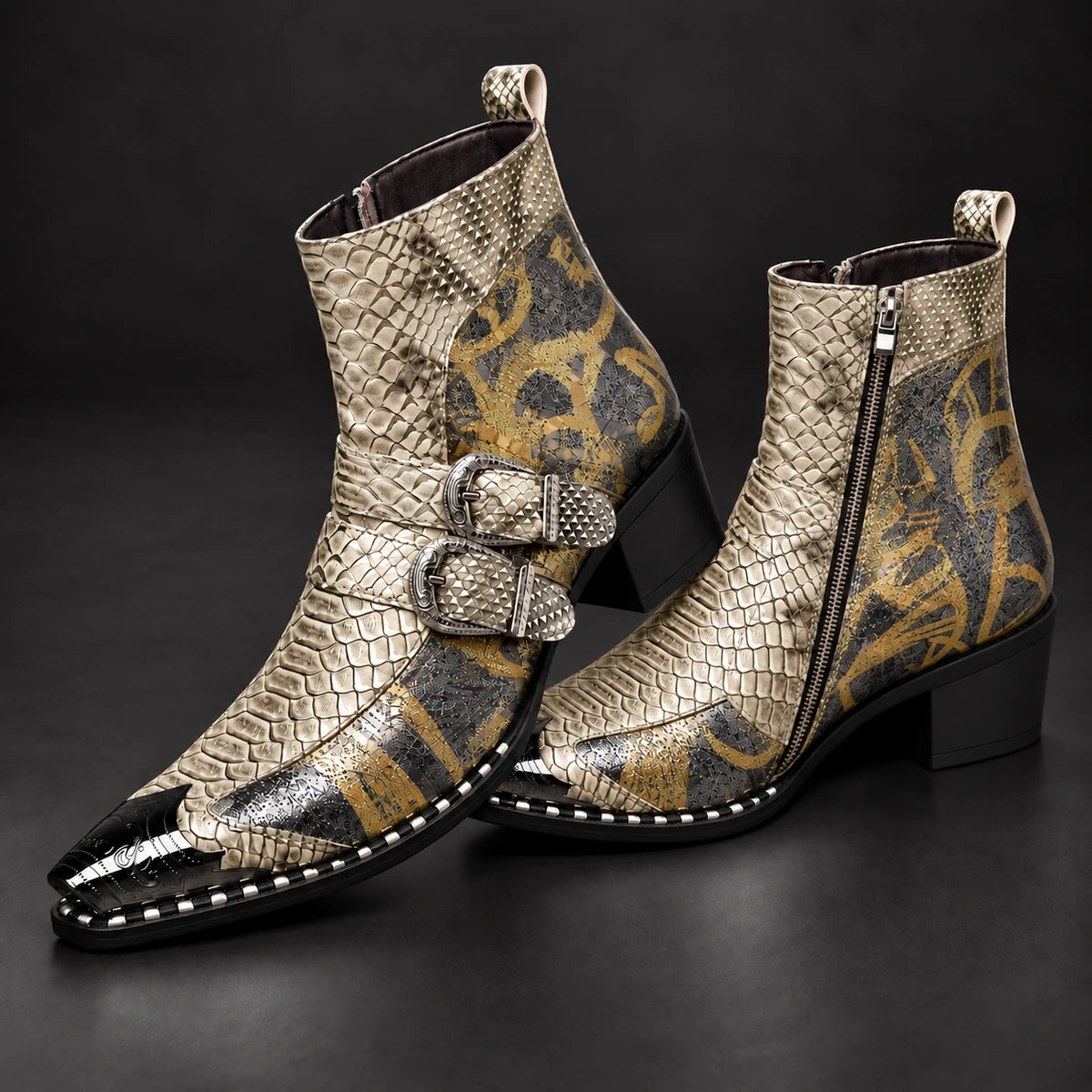 Leather Boots | Hadrian Gold stacked pair