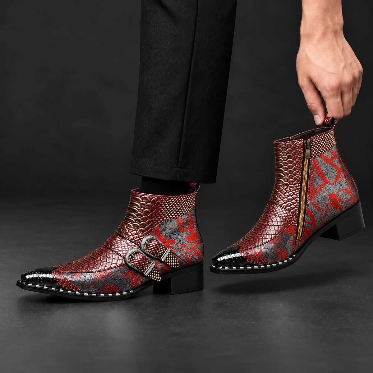 Leather Boots | Hadrian Red model interaction