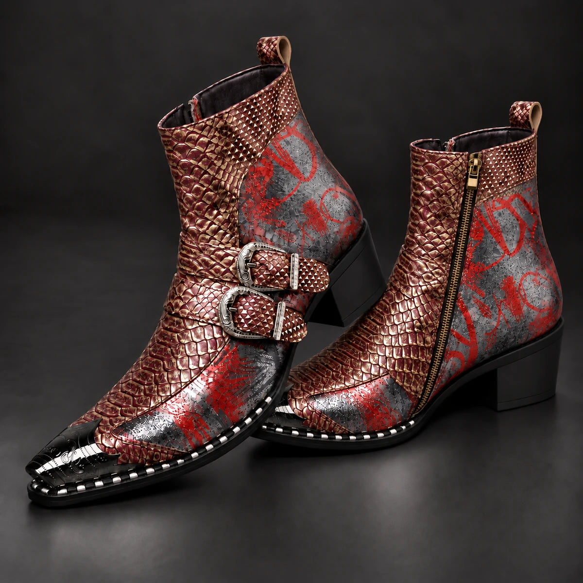 Leather Boots | Hadrian Red stacked pair