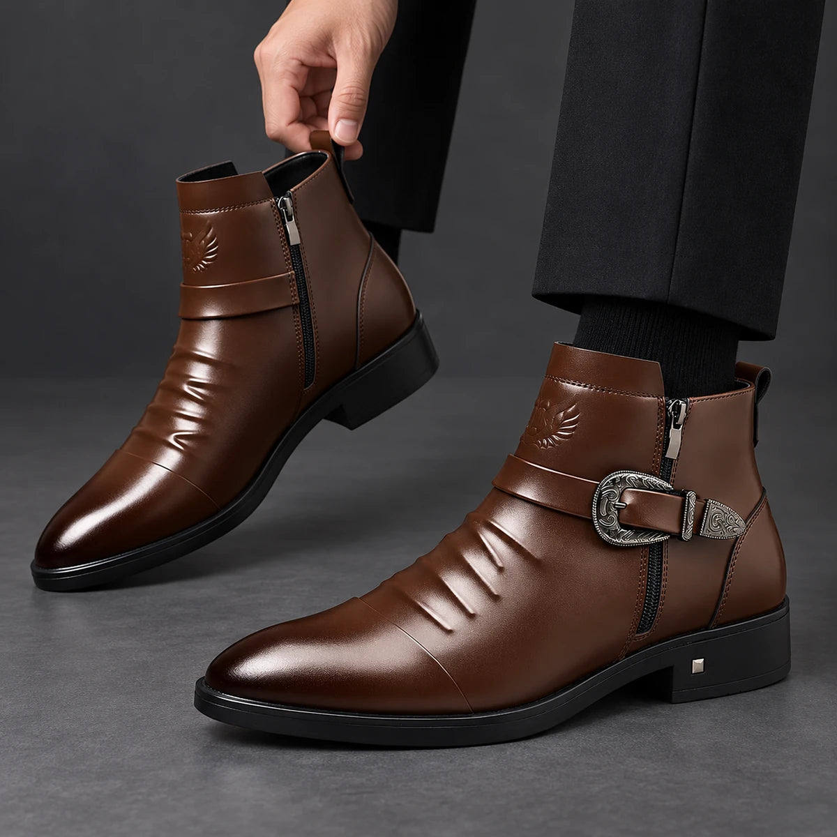 Leather Boots | Ingram Brown model handheld
