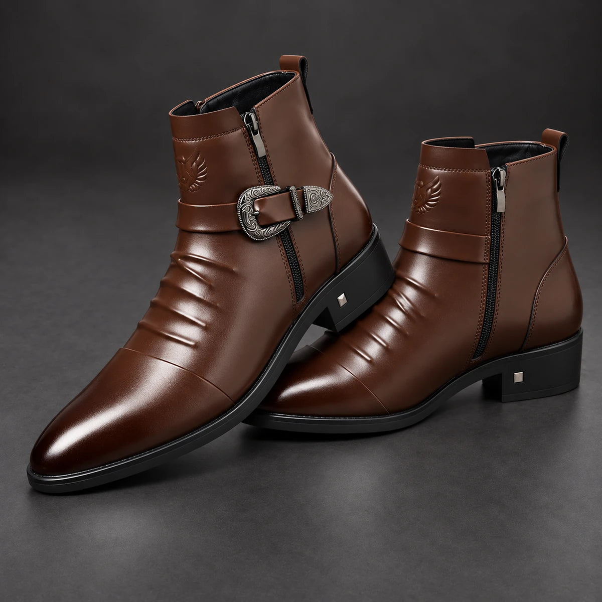 Leather Boots | Ingram Brown stacked pair