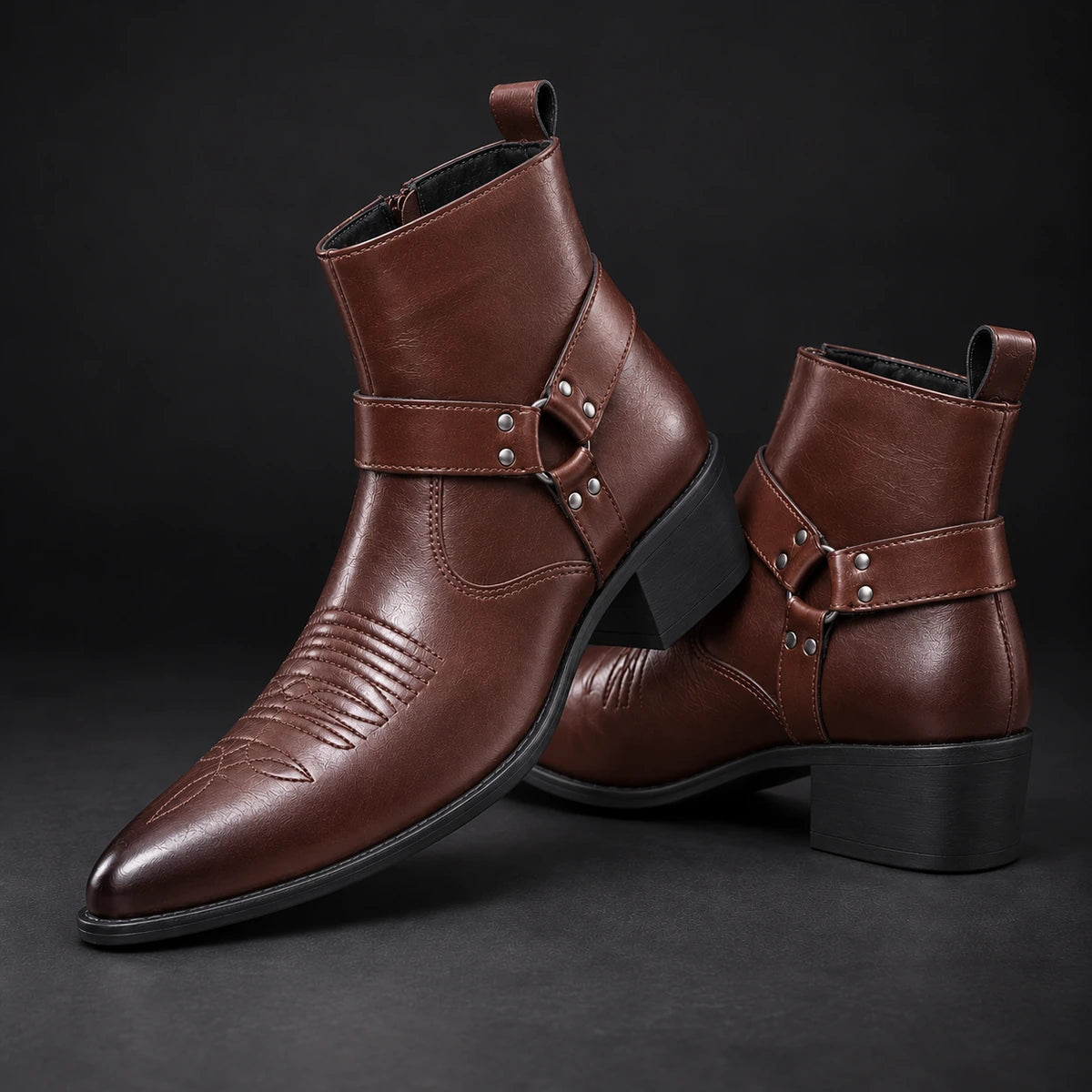 Leather Boots | Lucius Brown stacked pair view