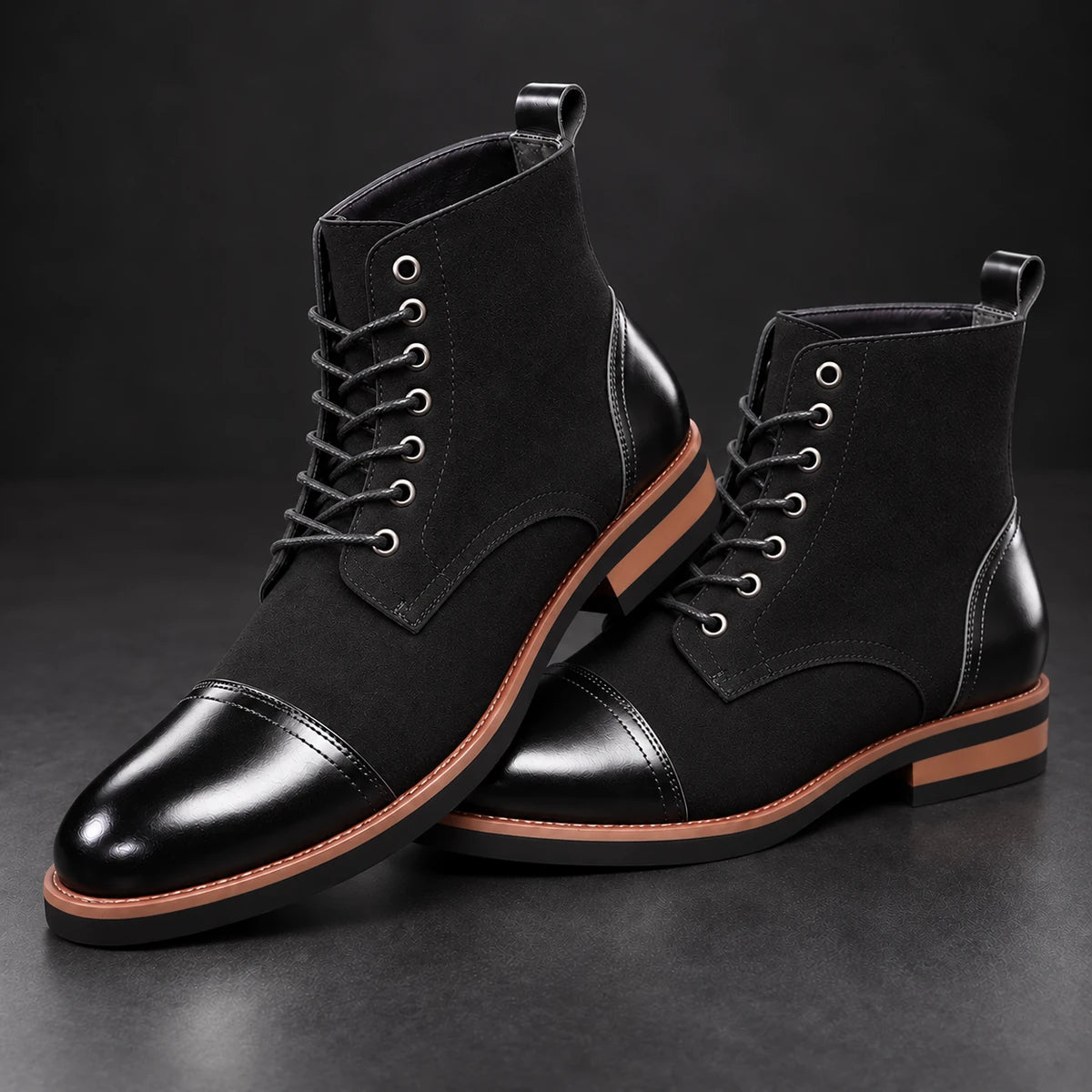Leather Boots | Maddox Black stacked pair