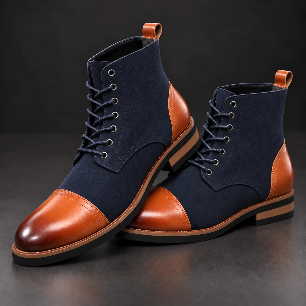 Leather Boots | Maddox Blue stacked pair