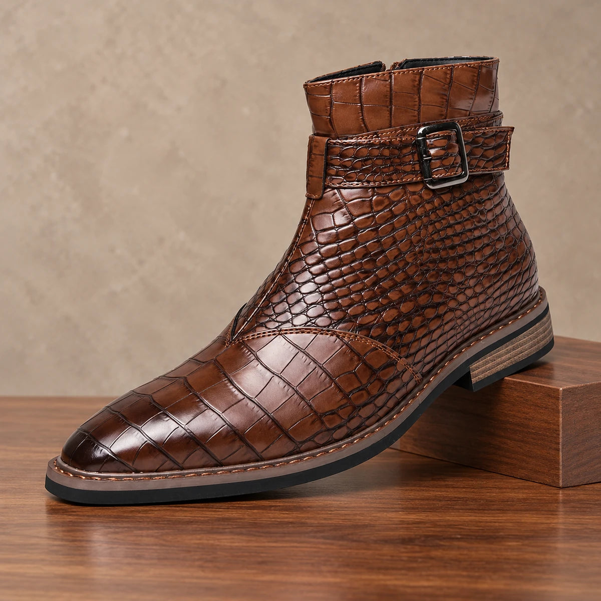 Leather Boots | Torben Brown diagonal pedestal