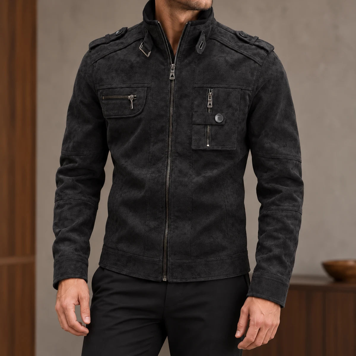 Leather Jacket | Rafferty Black model worn