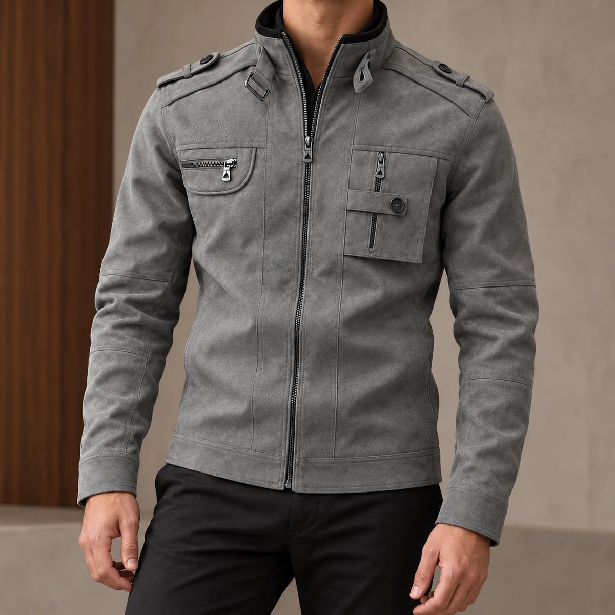 Leather Jacket | Rafferty Gray model worn