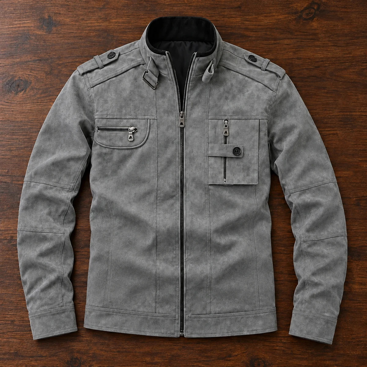 Leather Jacket | Rafferty Gray overhead flatlay