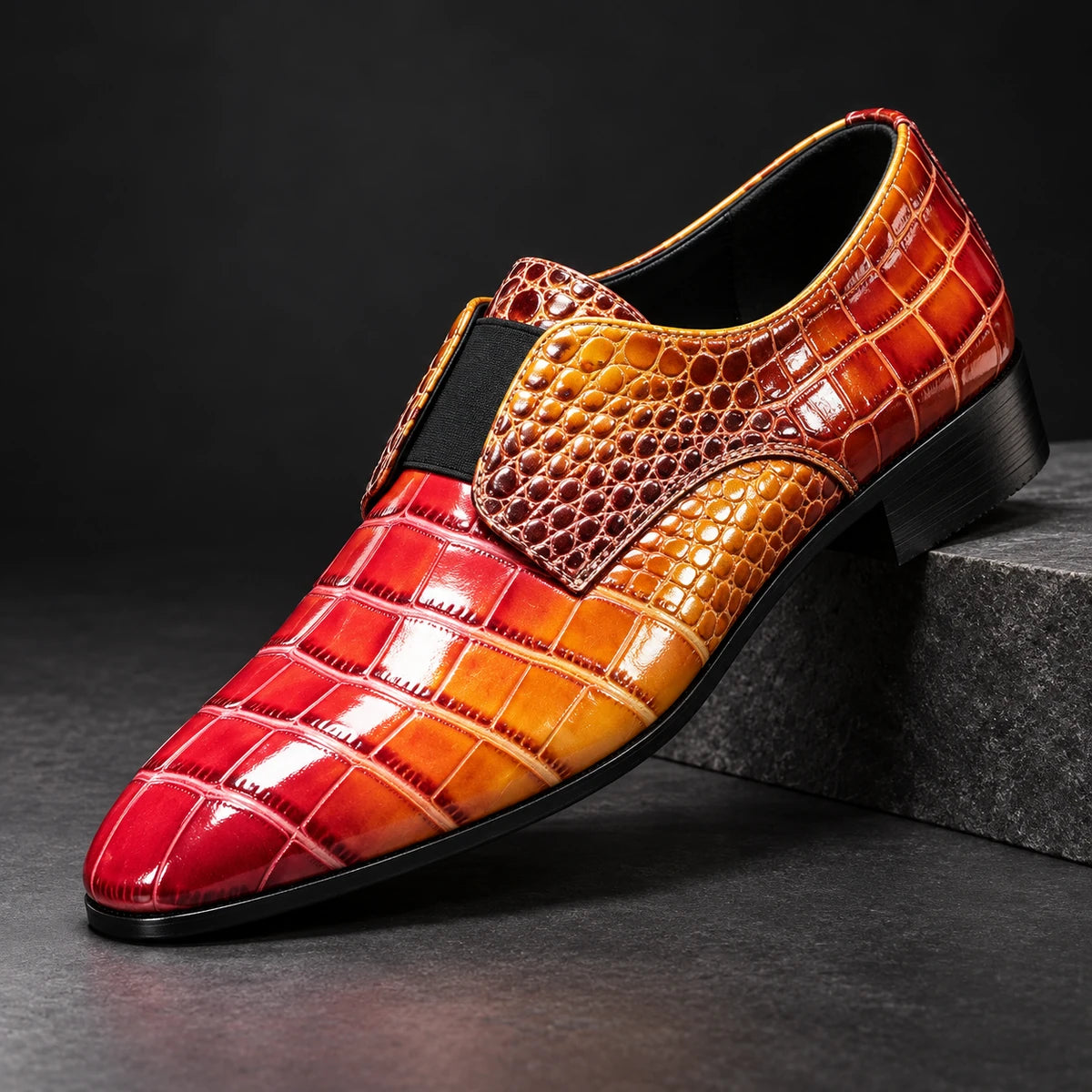 Leather Loafers | Lysander Red diagonal pedestal