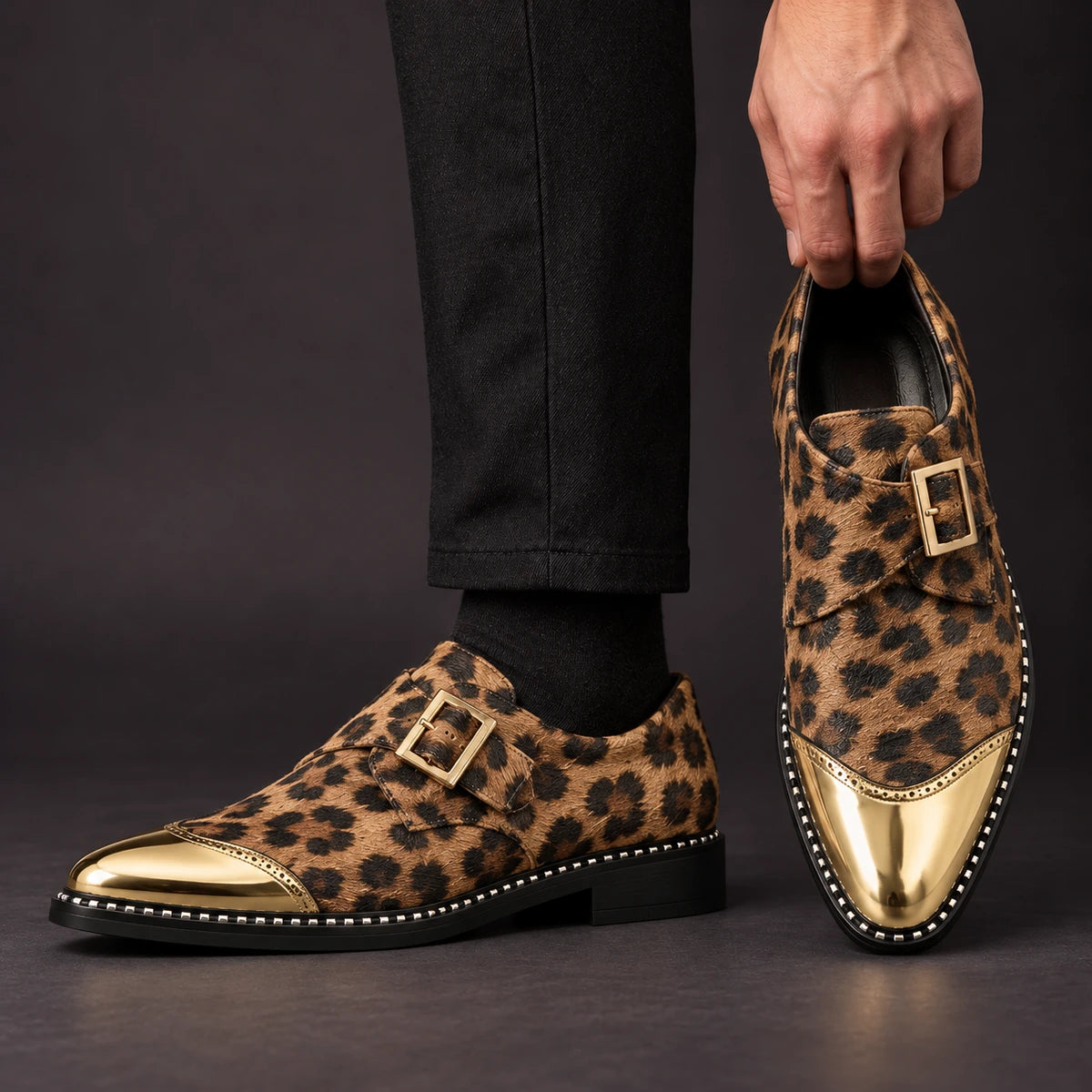 Leather Monk Shoes | Zephyr Gold model handheld
