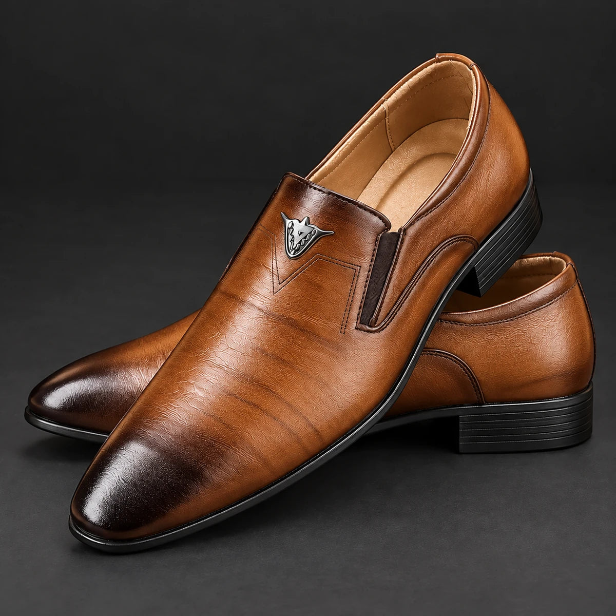 Leather Shoes | Caspian Brown stacked pair