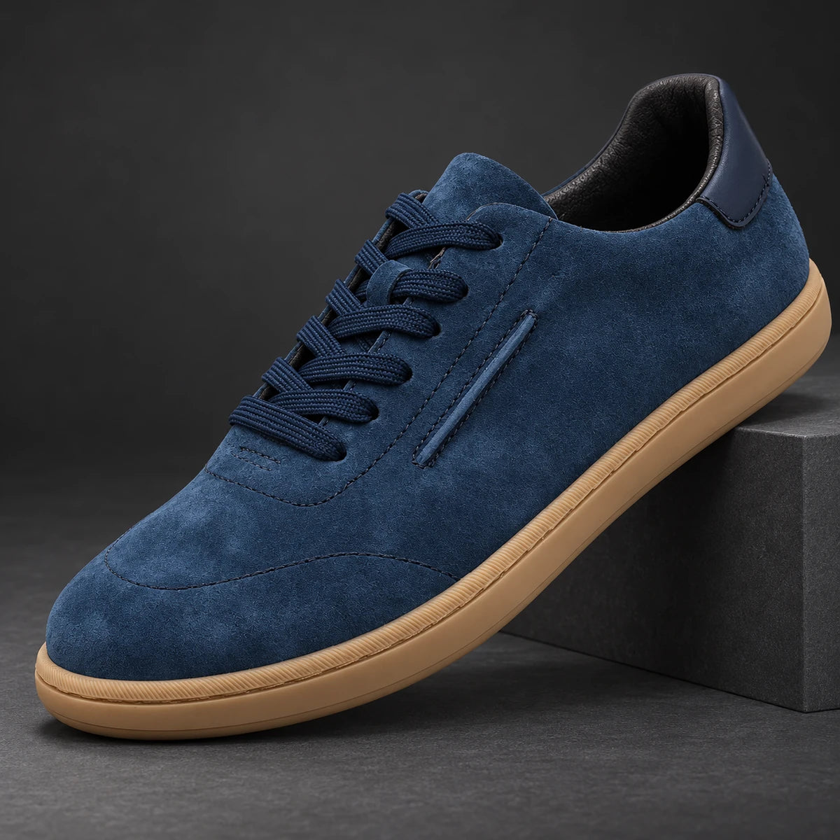Leather Sneakers | Willem Blue diagonal pedestal