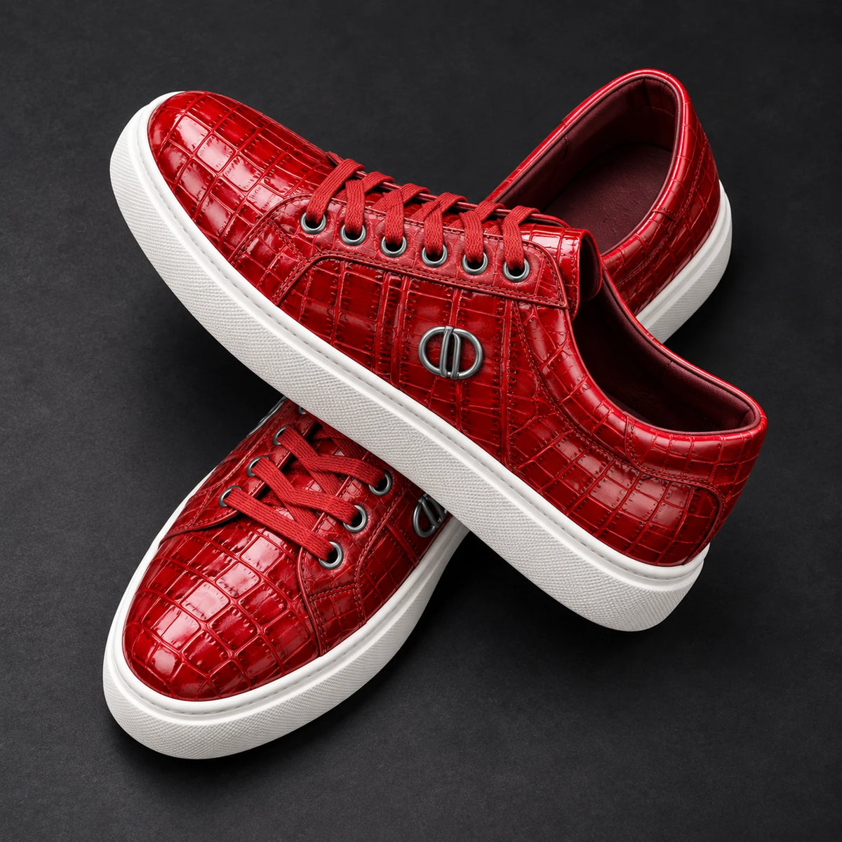 Man Made Leather Derby Shoes Renato Red Elevated View