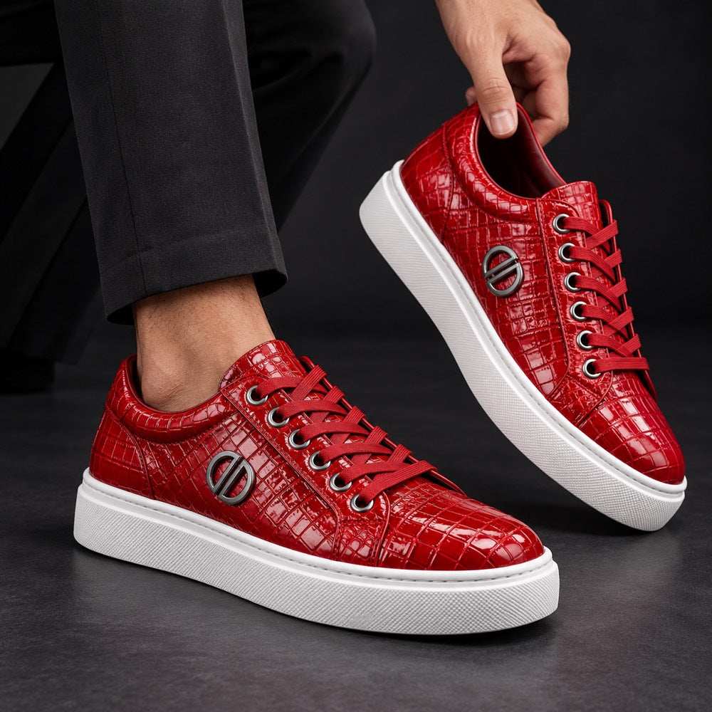 Man Made Leather Derby Shoes Renato Red Worn