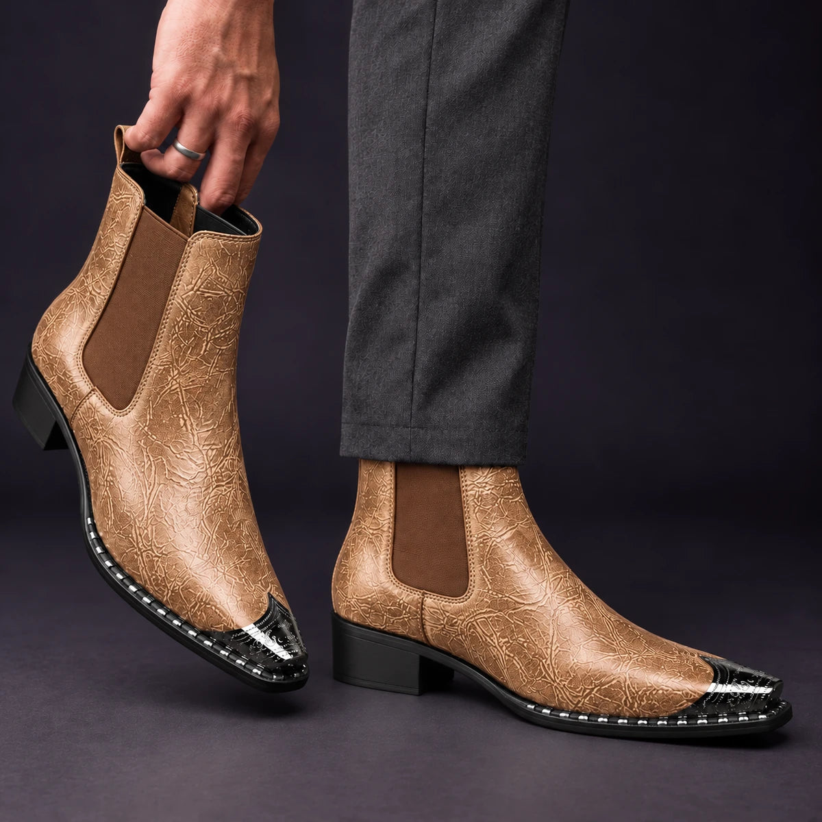 Leather Boots | Milos Brown model handheld