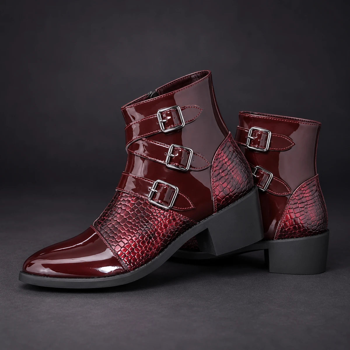 Leather Boots | Severin Red stacked pair