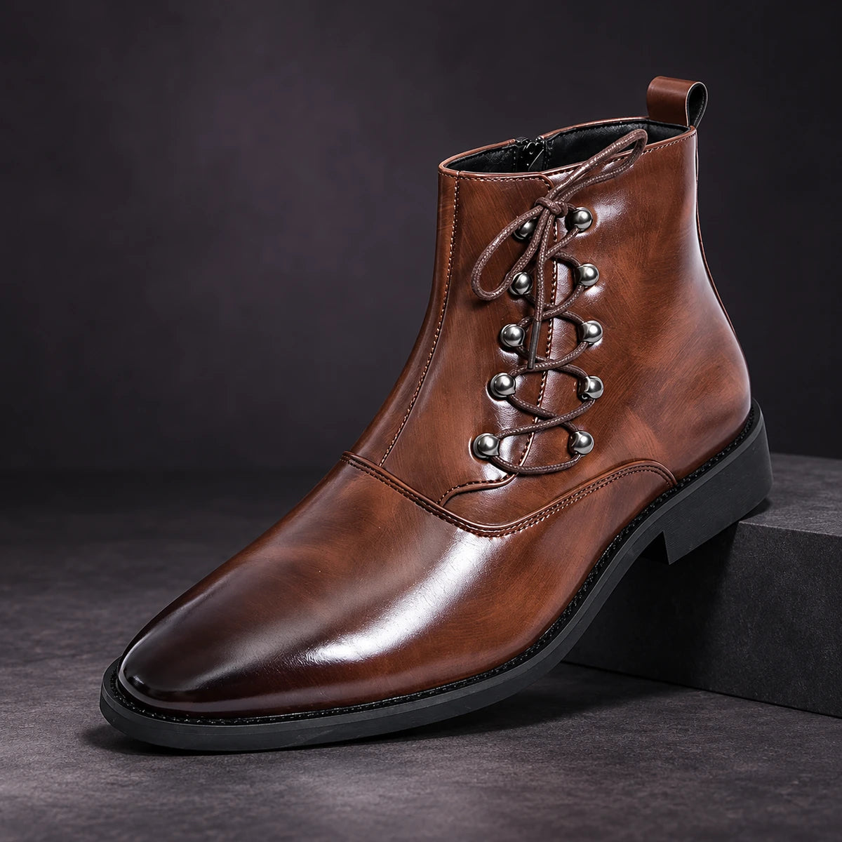 Leather Boots | Goran Brown diagonal pedestal