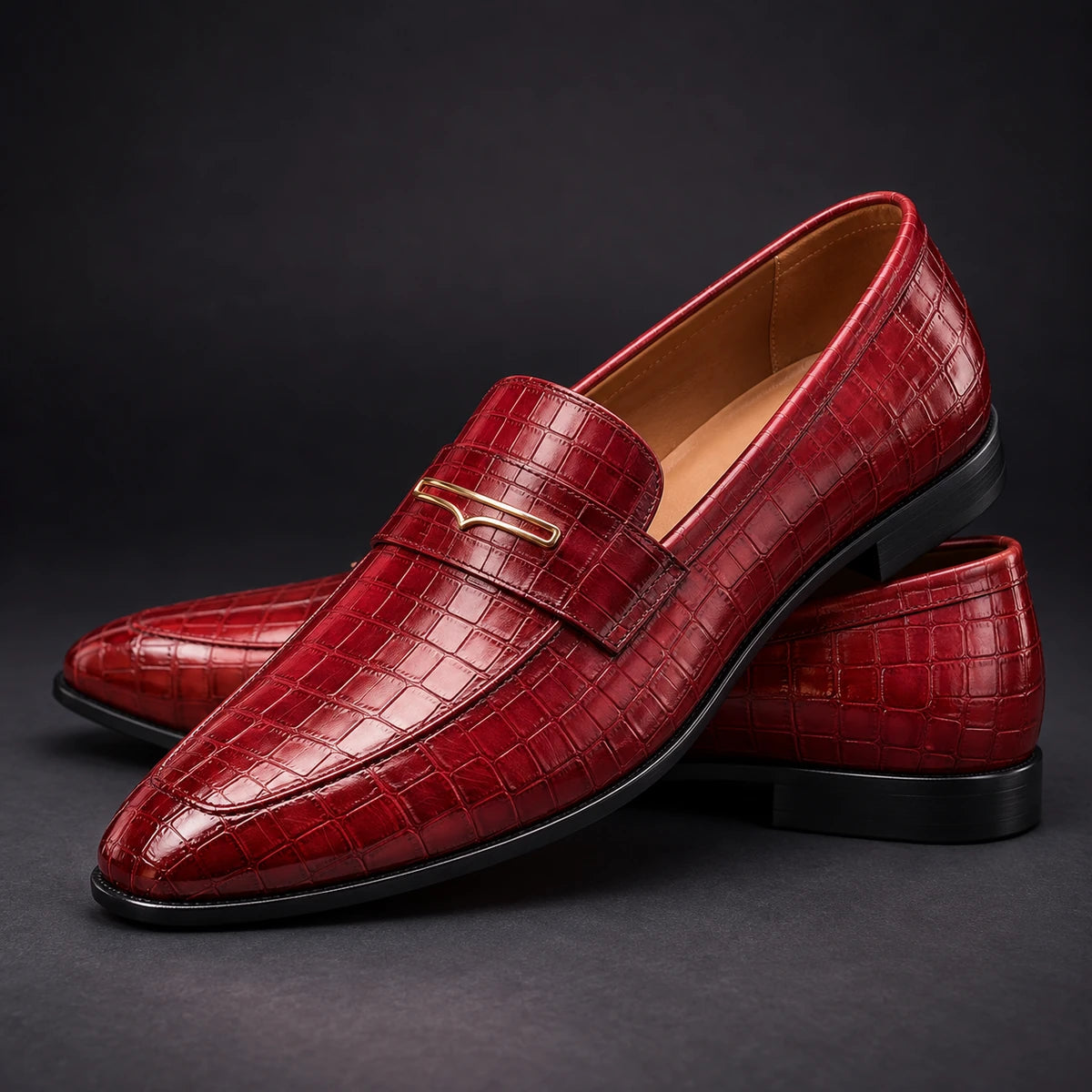 Leather Loafers | Constantin Red stacked pair