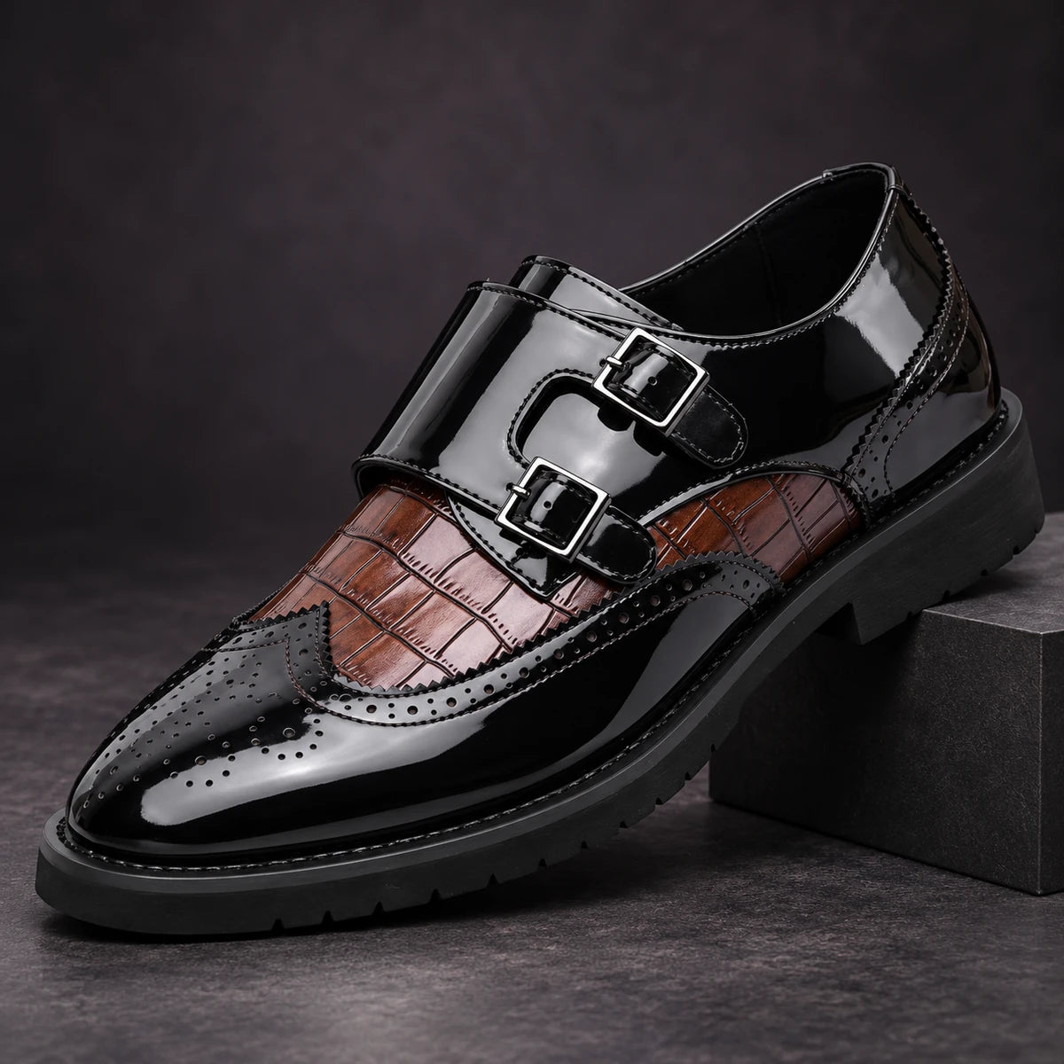 Leather Shoes | Baltazar Brown diagonal pedestal