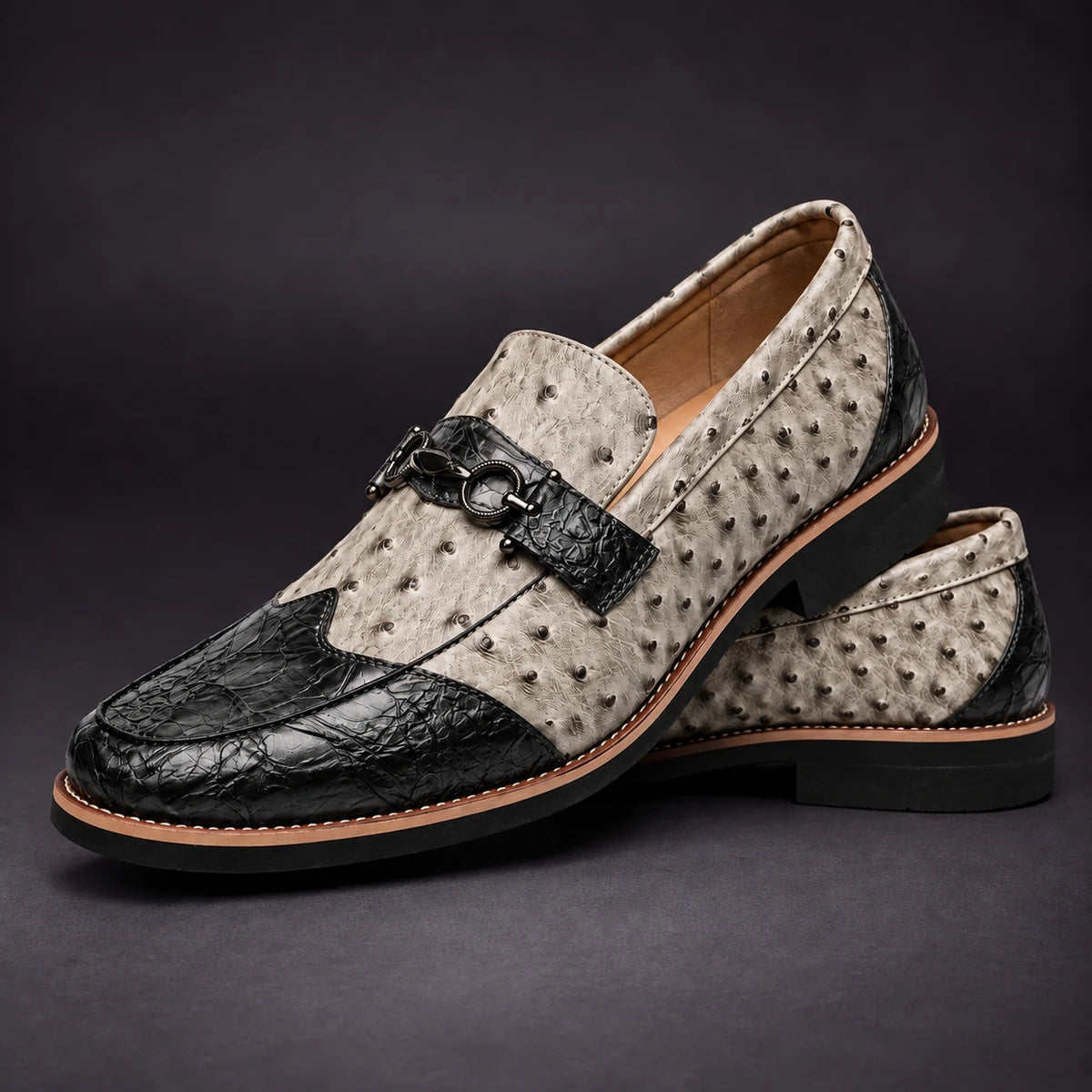 Leather Loafers | Lothar Black stacked pair