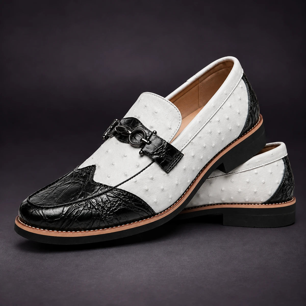 Leather Loafers | Lothar White stacked pair