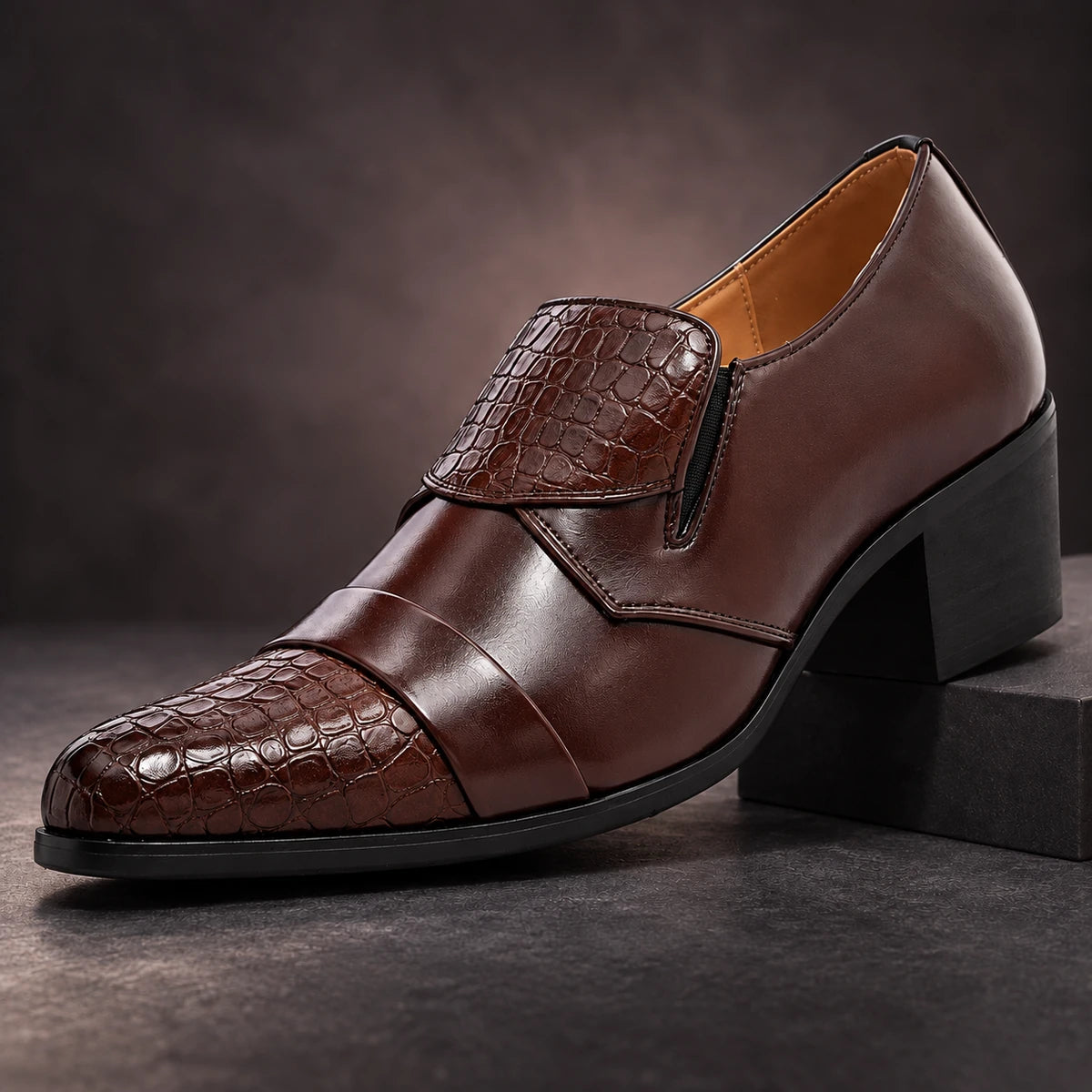 Leather Loafers | Tarquin Brown diagonal pedestal