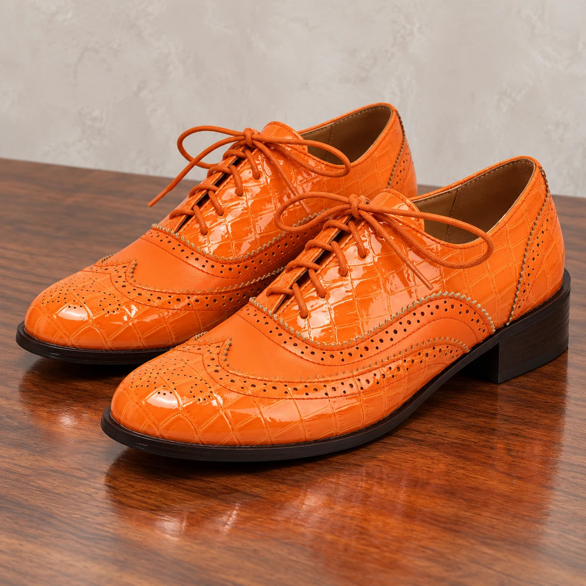 Patent Oxfords | Celine Orange natural pair