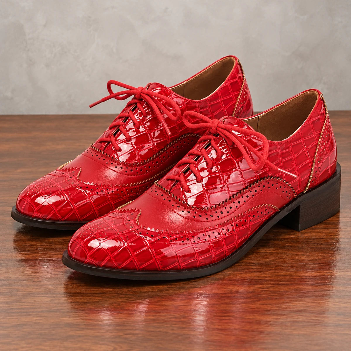 Patent Oxfords | Celine Red natural pair