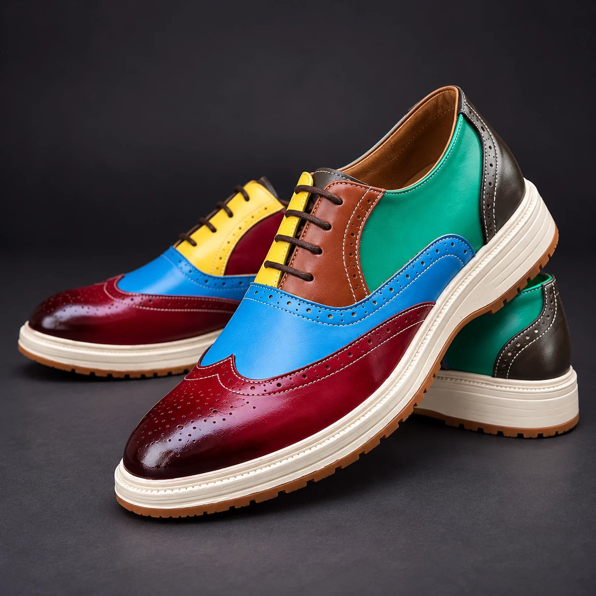 Leather Oxfords | Ragnar Multicolor stacked pair