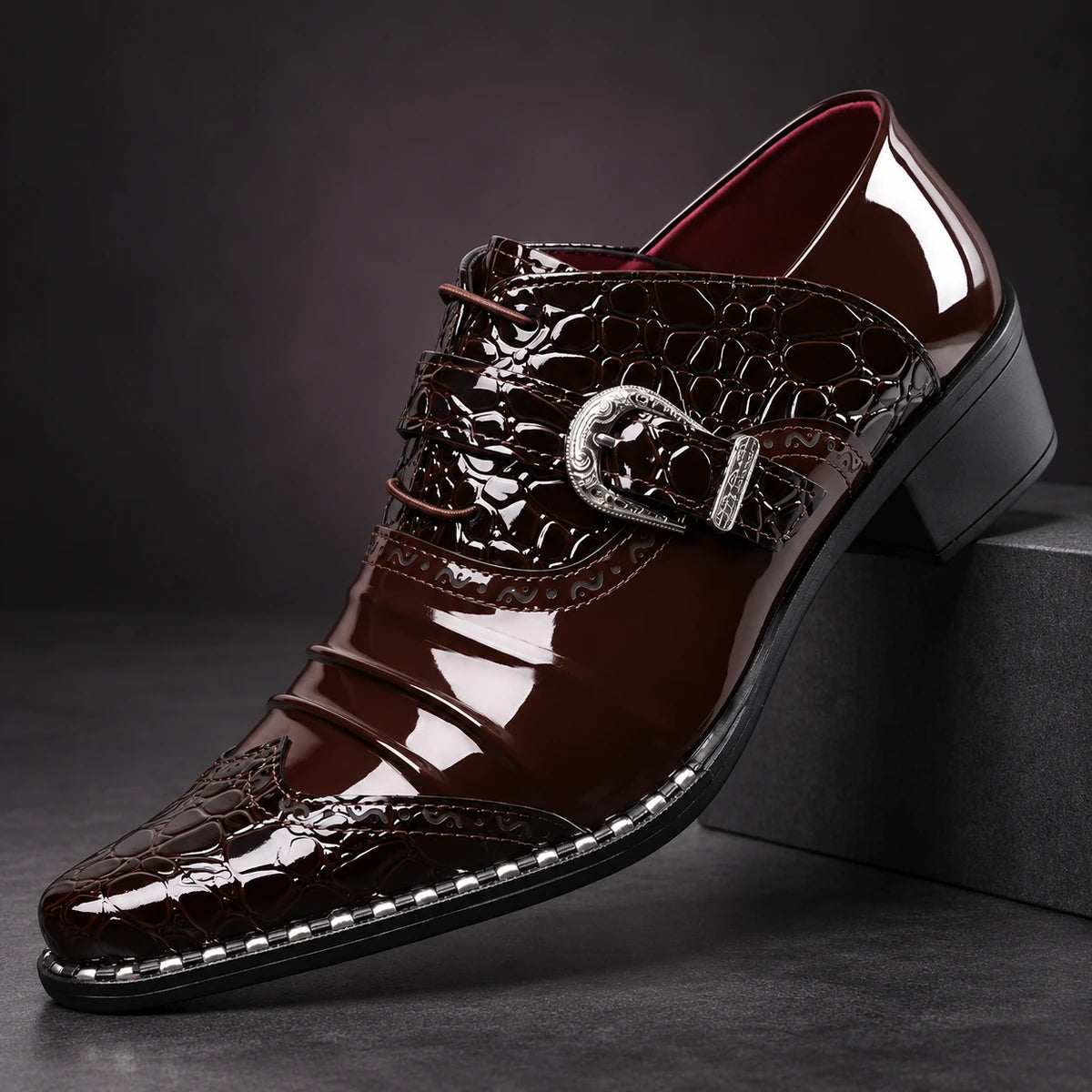 Leather Shoes | Anatole Brown diagonal pedestal