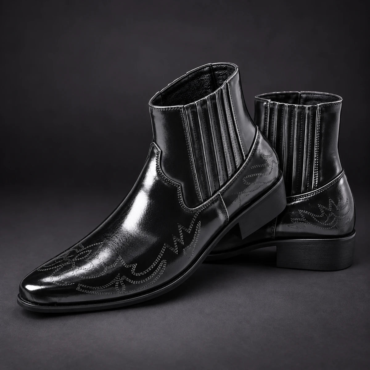 Leather Boots | Per Black stacked pair