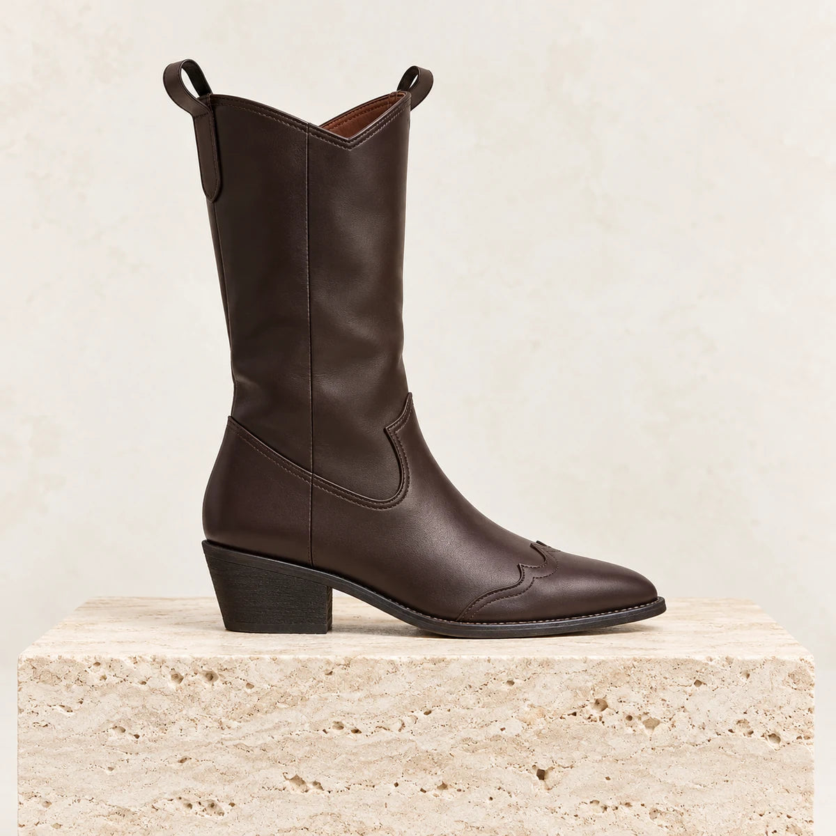Faux Leather Boots | Rosalie Brown side