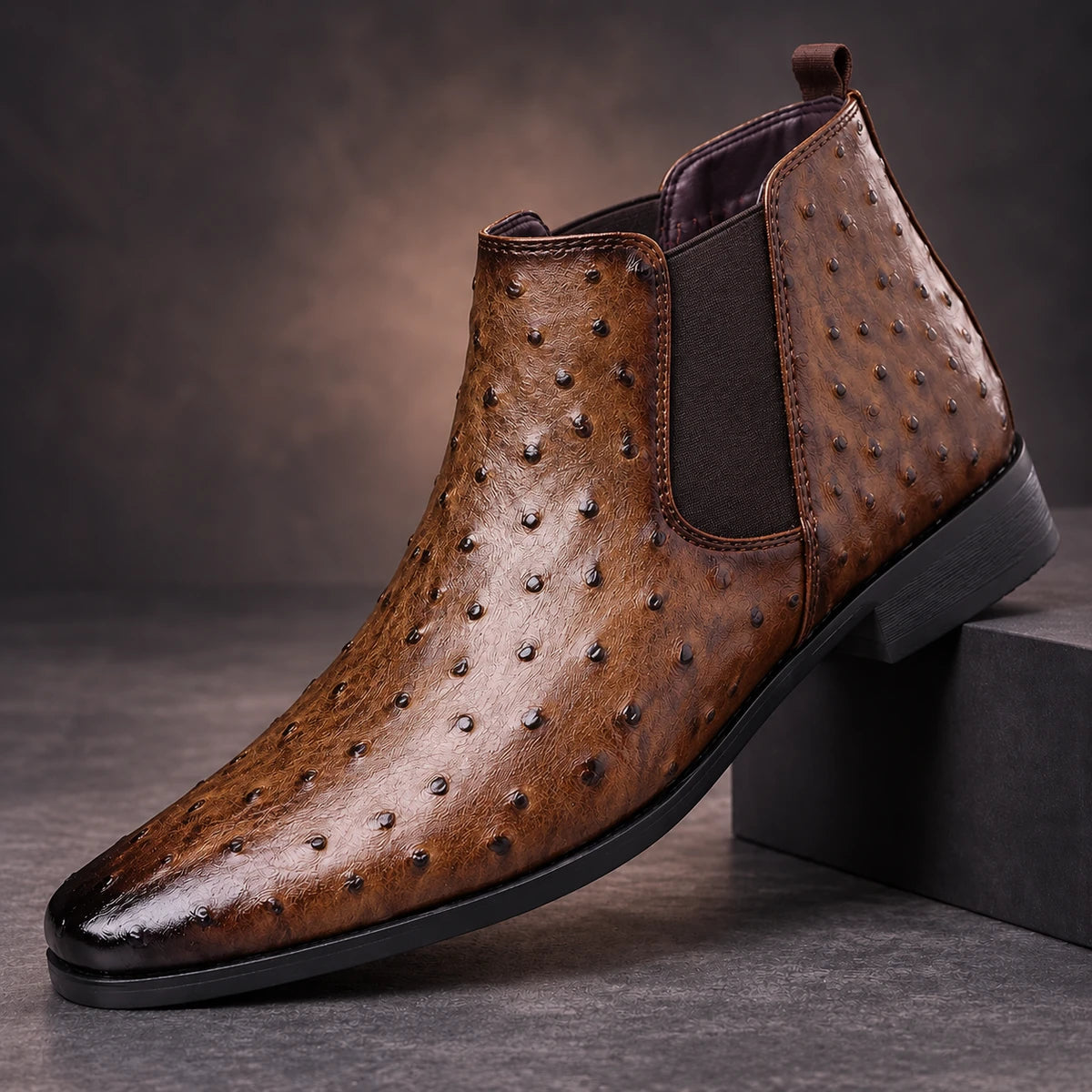 Leather Boots | Sigurd Brown diagonal pedestal