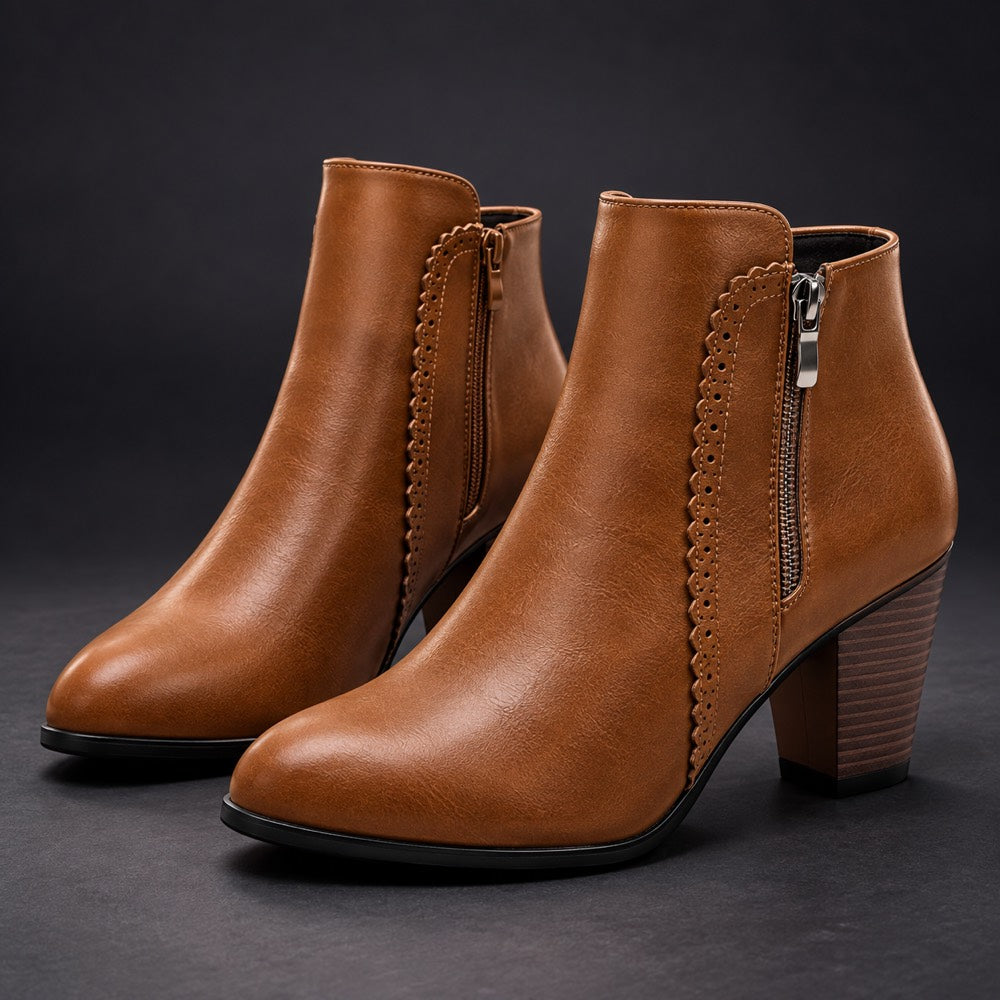 Block Heel Ankle Boots Verona Brown