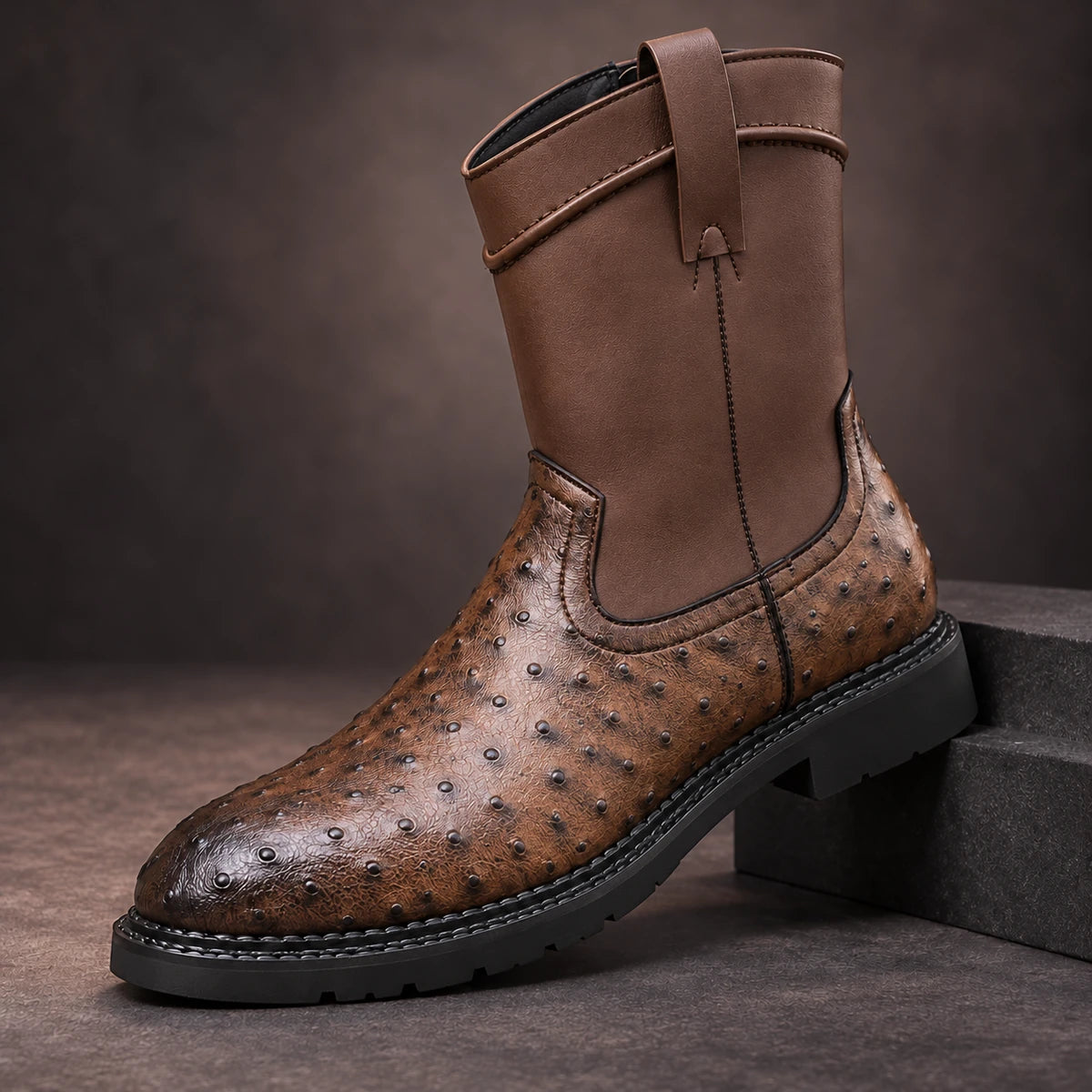 Leather Boots | Sylvan Brown diagonal pedestal