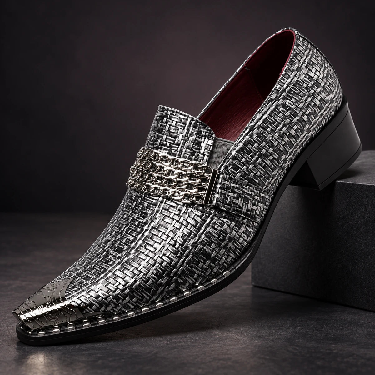 Leather Loafers | Lauritz Silver diagonal pedestal