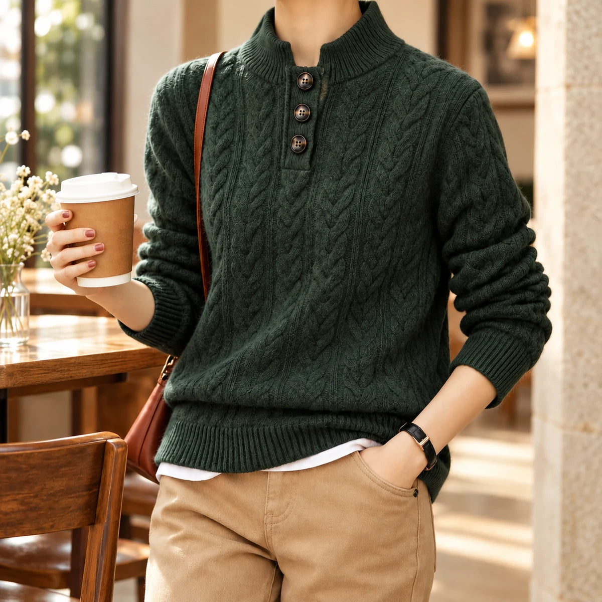 Wool Sweater | Camilla Green model