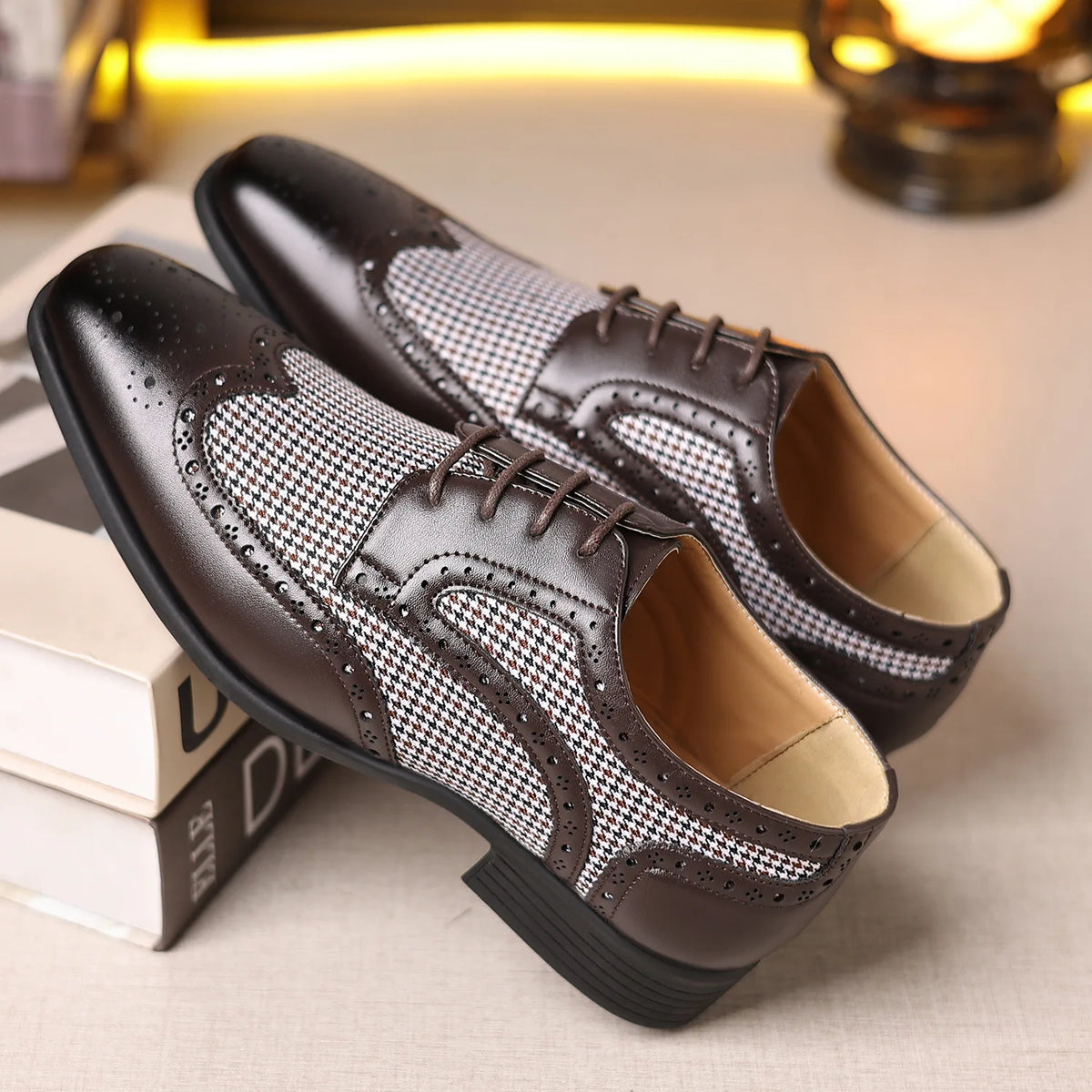 Preston Houndstooth Leather Oxfords