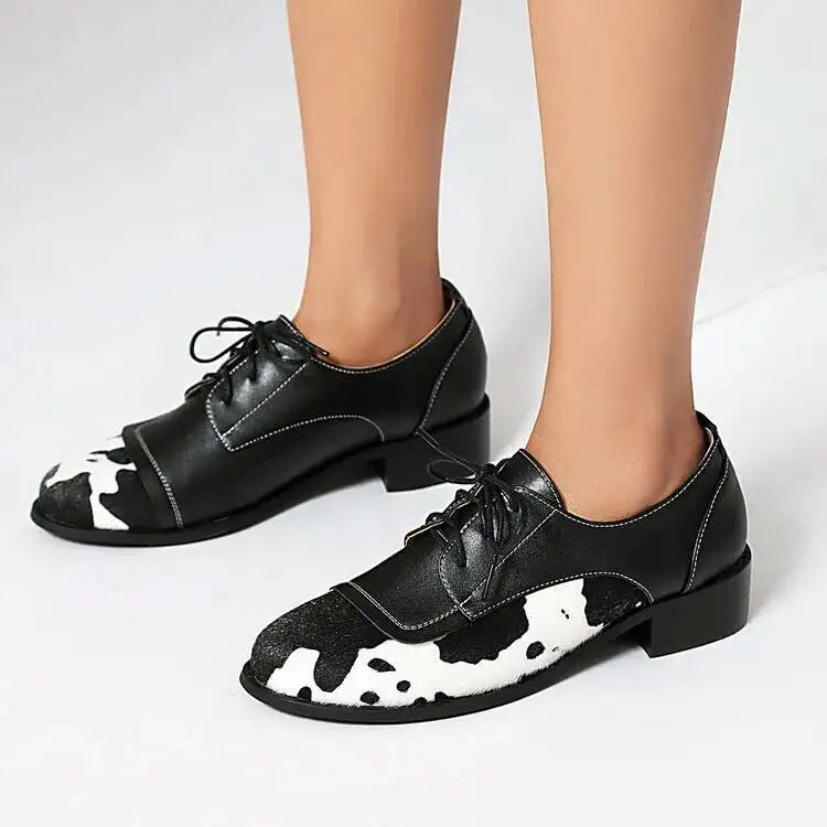 Piper Cow Print Oxfords