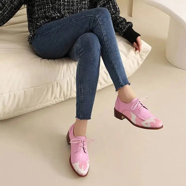Piper Cow Print Oxfords