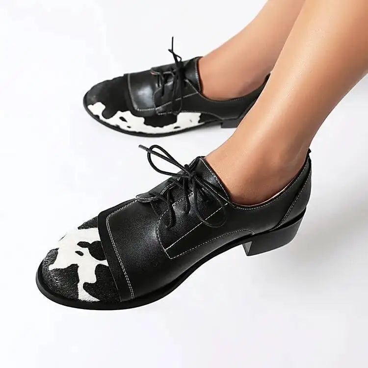 Piper Cow Print Oxfords