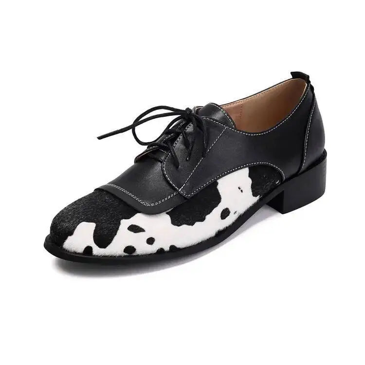 Piper Cow Print Oxfords
