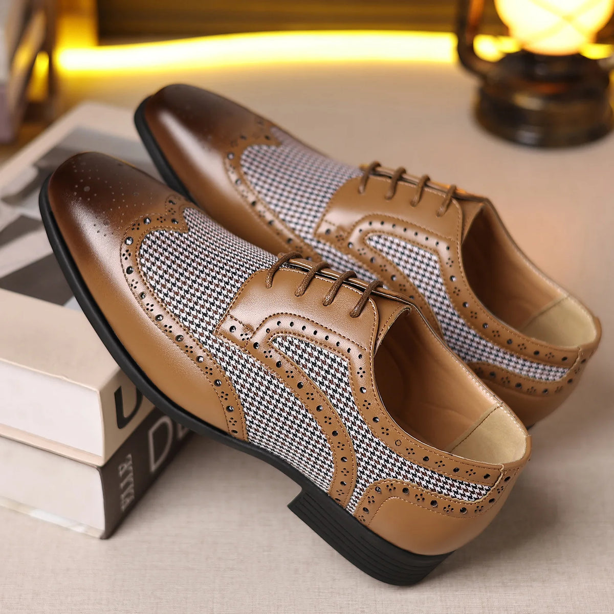 Preston Houndstooth Leather Oxfords