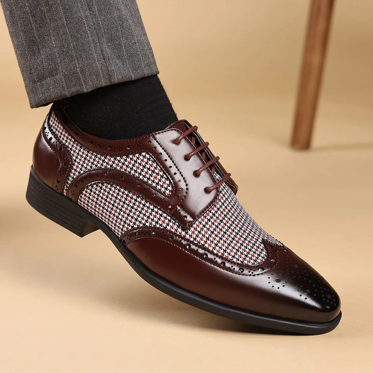 Preston Houndstooth Leather Oxfords