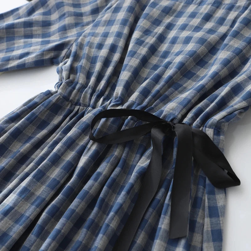 Elara Check Midi Dress