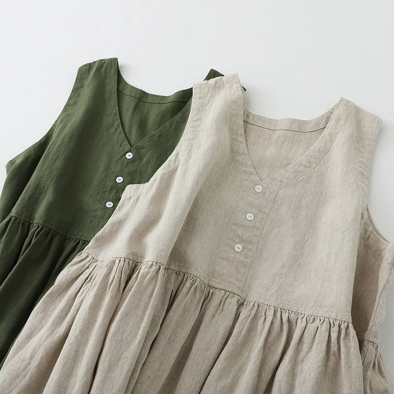 Mira Sleeveless Linen Dress