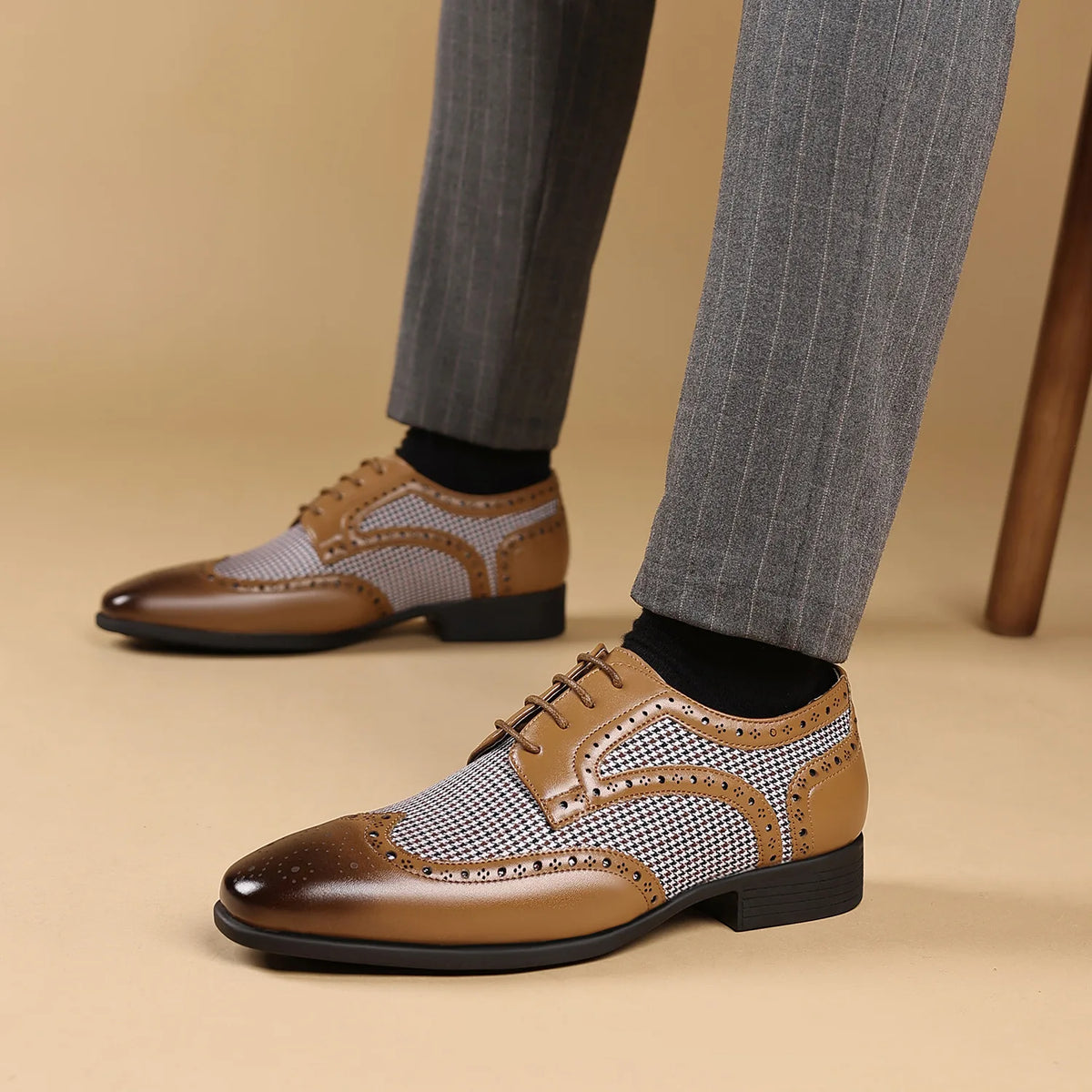 Preston Houndstooth Leather Oxfords
